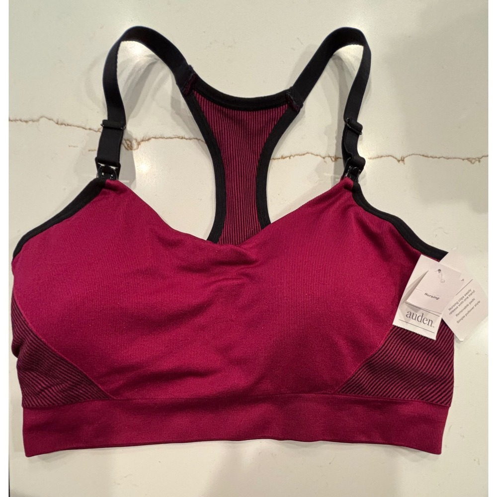 Auden Large Nursing Yoga Bra Women Burgundy NWT